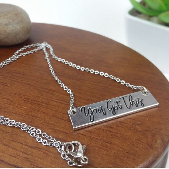 Jewelry - “You got this” sliver tone bar necklace